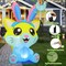 GOOSH 5 FT Easter Inflatables Cat with Eggs Rabbit Ears with Built-in LEDs